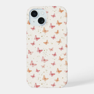 Rosa Wasserfarb-Schmetterlings-Handyhülle - Boho B iPhone 15 Hülle