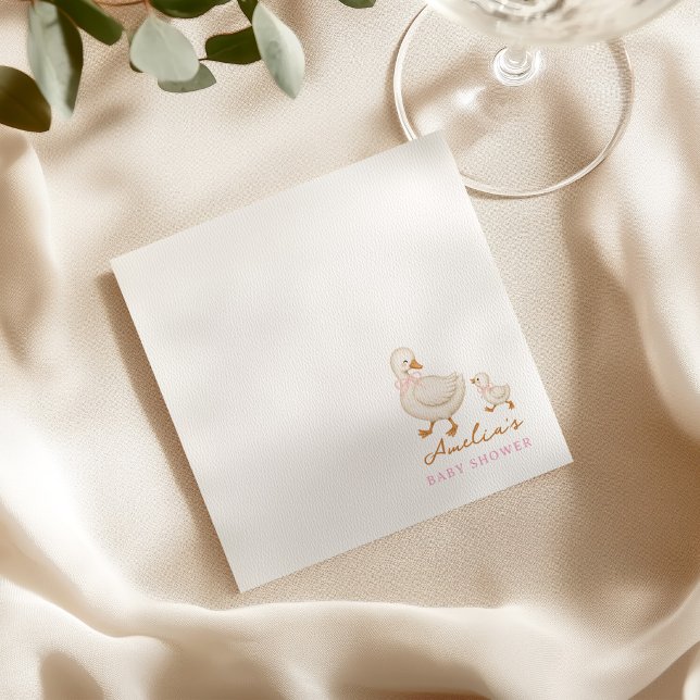  Rosa Wasserfarbe alberner Gans  Baby Shower Serviette (Von Creator hochgeladen)