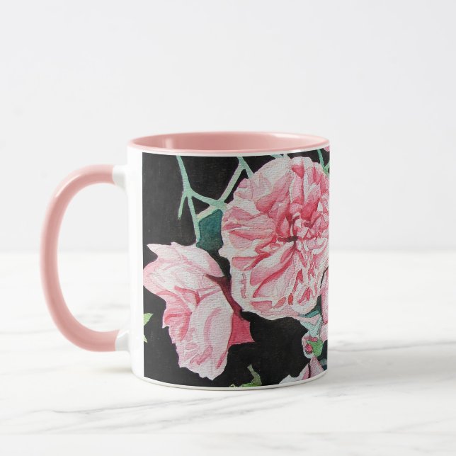 Rosa Wasserfarbe Blume Rose Blumenstrauß Tasse (Links)