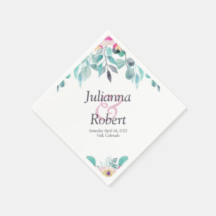 Rosa Wasserfarbe-Blumen-Servietten zum Frühling Serviette