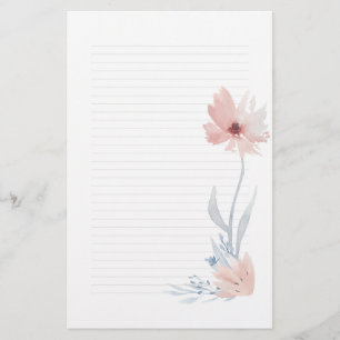 Rosa Wasserfarbe-Blumenanmerkungs-Papier Briefpapier