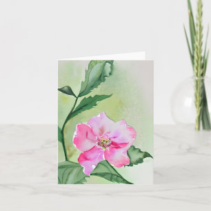Rosa Wasserfarbe-Blüte anpassbar Karte