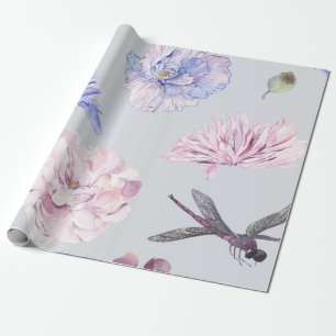 Rosa Wasserfarbe-Blüten Geschenkpapier