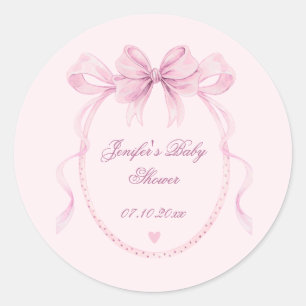 Rosa Wasserfarbe-Bogen Baby Shower Favor Label Runder Aufkleber