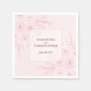 Rosa Wasserfarbe Boho Floral Elegante Hochzeit Serviette