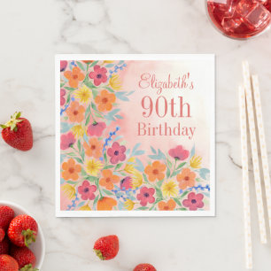 Rosa Wasserfarbe Botanischer Personalisierter Gebu Serviette