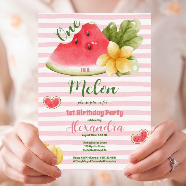 Rosa Wasserfarbe Eins in einem Melon Girl Erstgebu Einladung (Von Creator hochgeladen)