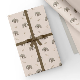 Rosa Wasserfarbe-Elefanten Safari-Muster Geschenkpapier