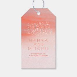 Rosa Wasserfarbe Elegante Typografie Weiße Hochzei Geschenkanhänger