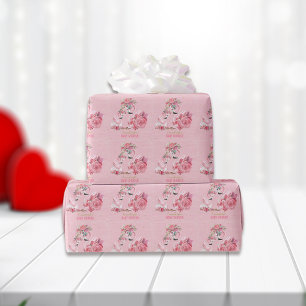 Rosa Wasserfarbe Flamingo Ballerina Baby Shower Geschenkpapier