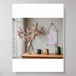 Rosa Wasserfarbe Floral Believe in Your Magic Wand Poster