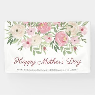 Rosa Wasserfarbe Florales Christliches Muttertag Banner