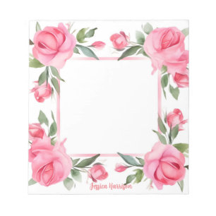 Rosa Wasserfarbe für den Valentinstag Notizblock