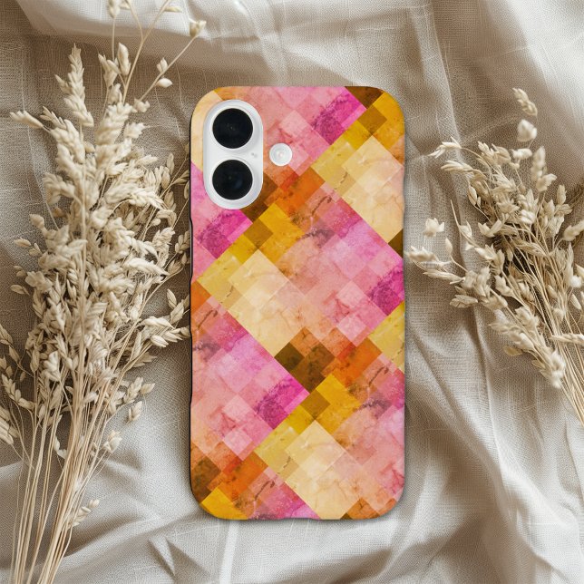 Rosa Wasserfarbe geometrisches Muster Case-Mate iPhone Hülle (Von Creator hochgeladen)
