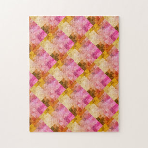 Rosa Wasserfarbe geometrisches Muster Puzzle