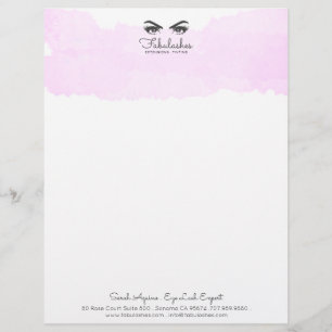 Rosa Wasserfarbe Glamour Augen und Wimpern Make-up Briefbogen