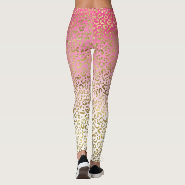 Rosa Wasserfarbe Gold Leopard Leggings (Rückseite)