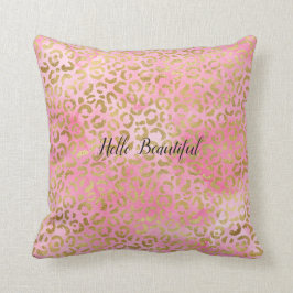 Rosa Wasserfarbe Gold Leopard Print Kissen