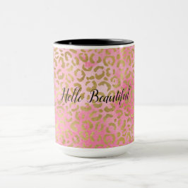 Rosa Wasserfarbe Gold Leopard Print Tasse