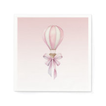 Rosa Wasserfarbe Heißluftballon Mädchen Baby Showe