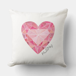 Rosa Wasserfarbe Herz Glam Diamant MR&MRS Chic Kissen