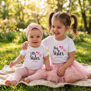 Rosa Wasserfarbe Herz Kleine Schwester Name Monogr Baby Strampler