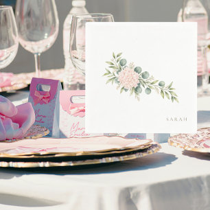 Rosa Wasserfarbe-Hortensien-Dusch-Cocktail Serviette