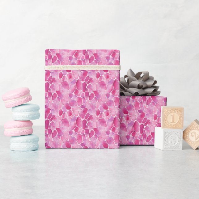 Rosa Wasserfarbe Kieselsteine  Geschenkpapier (Babyparty)