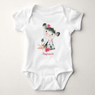 Rosa Wasserfarbe Kleine Kuh Baby Strampler