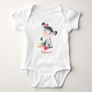 Rosa Wasserfarbe Kleine Kuh Baby Strampler