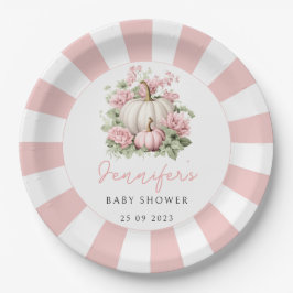 Rosa Wasserfarbe kleine Kürbisbaby Dusche Pappteller