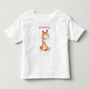 Rosa Wasserfarbe Kleines Pferd Kleinkind T-shirt