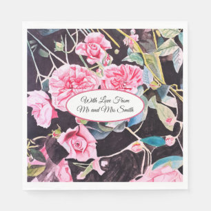 Rosa Wasserfarbe Kohl Vintage-Hochzeit Serviette