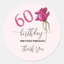 Rosa Wasserfarbe Kunst Kalligrafie Geburtstag Runder Aufkleber