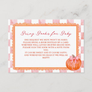 Rosa Wasserfarbe-Kürbis-Baby-Shower-Bücher für Bab Begleitkarte