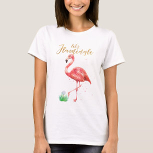 Rosa Wasserfarbe Lasst Flamingle Gold Glitzer Golf T-Shirt