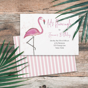 Rosa Wasserfarbe Let's Flamingle Süßer Flamingo Einladung