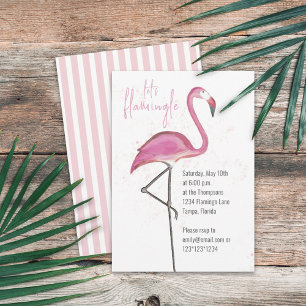 Rosa Wasserfarbe Let's Flamingle Süßer Flamingo Einladung