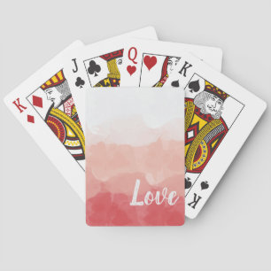 Rosa Wasserfarbe Liebe Spielkarten