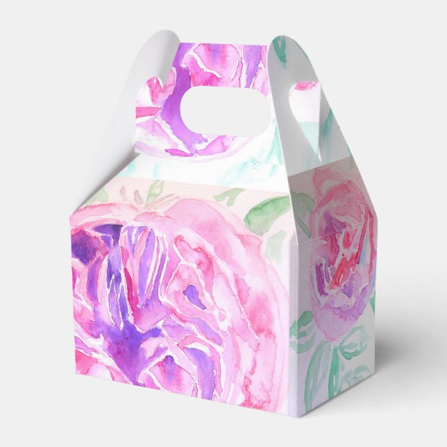 Rosa Wasserfarbe Lilac Rose Blume Bläserfarben Geschenkschachtel (Rückseite)