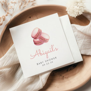 Rosa Wasserfarbe-Macaron-Kekse Mädchen-Baby-Party Serviette