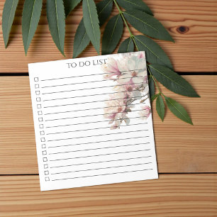 Rosa Wasserfarbe Magnolie To-Do-Liste Modern Boho Notizblock