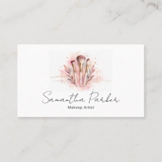 Rosa Wasserfarbe-Make-up-Pinsel Visitenkarte