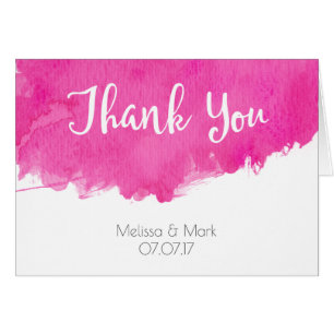 Rosa Wasserfarbe-Mal-Spritzer Hochzeit Danke