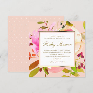 Rosa Wasserfarbe mit Punkten Baby Shower Einladung