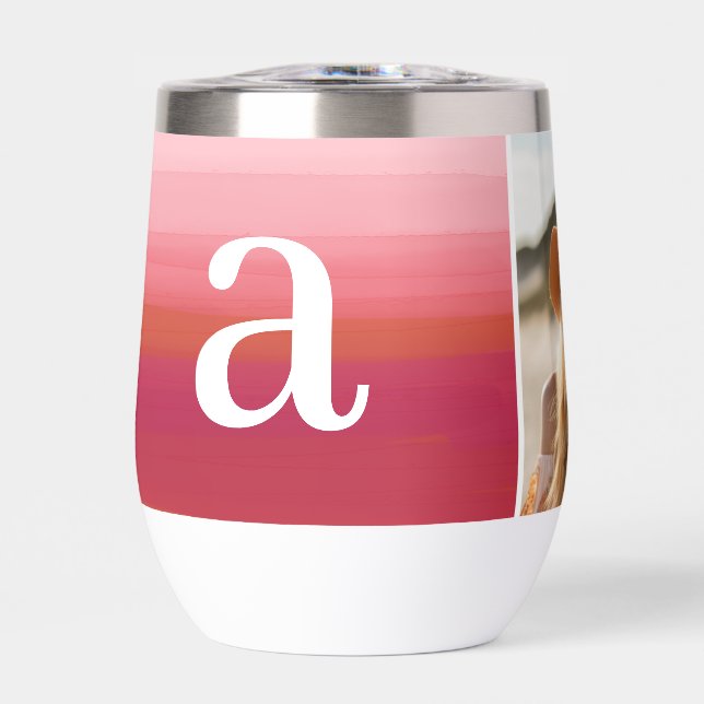 Rosa Wasserfarbe - Mod Monogramm - FotoCollage (Vorderseite)