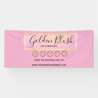 Rosa Wasserfarbe & Moderne Goldene Geometrische El Banner