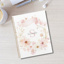 Rosa Wasserfarbe-Monogramm mit floralem Muster