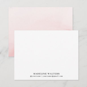 Rosa Wasserfarbe Name Monogramm Personalisiert Fla Mitteilungskarte