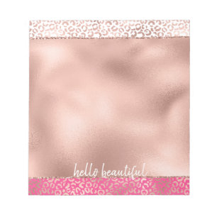 Rosa Wasserfarbe Ombre Leopard Drucken Personalisi Notizblock